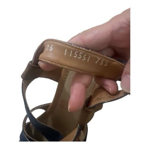 Levi’s Heels Women Size 8 Slingback Platform Blue Canvas Wedge Bohemian Open Toe - Picture 10 of 13